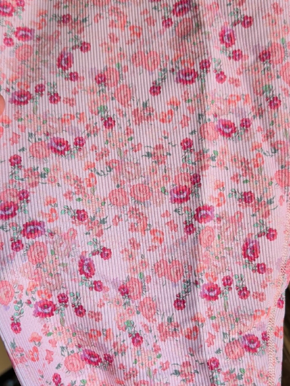 LoveShackFancy Pink Floral Ribbed Leggings - Picture 2 of 10